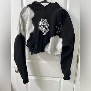 SHE FACE OF DEATH PREMIUM POST HOODIE IN BLACK ACID WASH